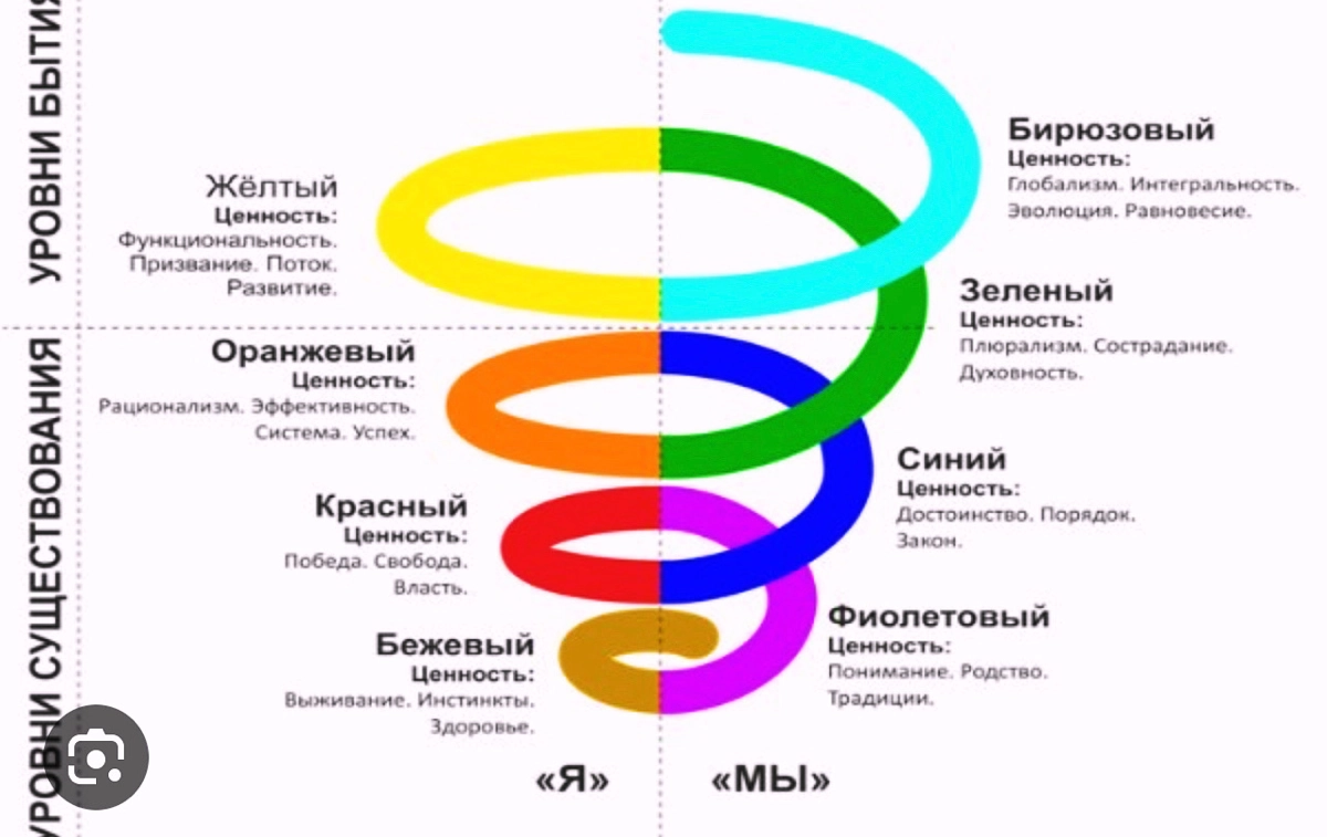 Спиральная динамика и интегральная психология, основанная на анализе сиблинговых и родовых систем - это must have для каждого, кто хочет успешный и прибыльный старт ап. А какого ты цвета? | Сетка — новая социальная сеть от hh.ru