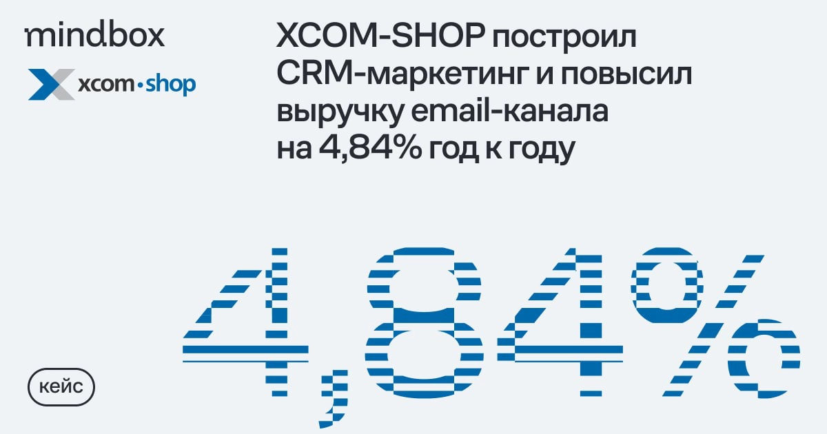 XCOM-SHOP построил CRM-маркетинг и повысил выручку email-канала на 4,84% год к году
XCOM-SHOP работал без автоматизации и персонализации CRM-маркетинга | Сетка — новая социальная сеть от hh.ru