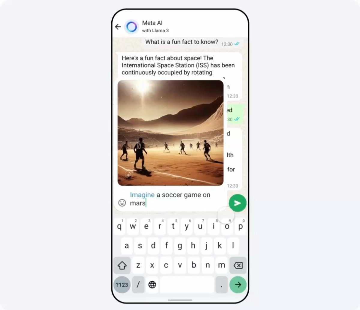 🚀 В WhatsApp появился чат-бот Llama 3 от Meta AI 🤖. Это генератор изображений, который создает картинки в режиме реального времени — прямо пока вы пишете текстовый запрос 📝✨ | Сетка — новая социальная сеть от hh.ru