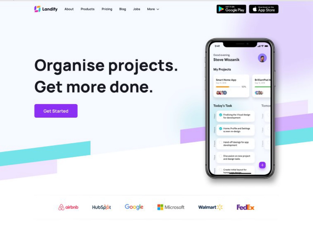 ​​Landify
Жанр: Страница загрузки приложения планера задач и проектов.
Формат: #figma
Ссылка: https://www.figma.com/file/RmFZYNamgJiSTiGApXYMnm/Landify?node-id=0%3A1 | Сетка — новая социальная сеть от hh.ru