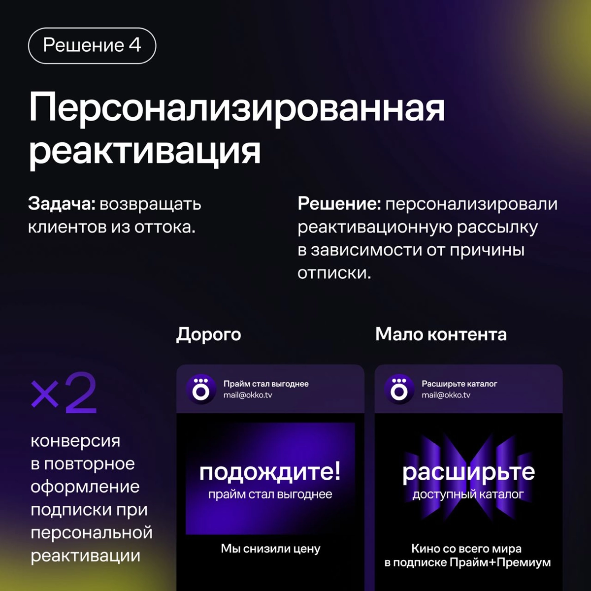 В Okko за год увеличили платящую базу на 57% с помощью CRM-маркетинга — об этом рассказали на Epic СRM-Marketing Meetup. В карточках — 4 решения, которые подойдут бизнесу с подписной моделью | Сетка — новая социальная сеть от hh.ru