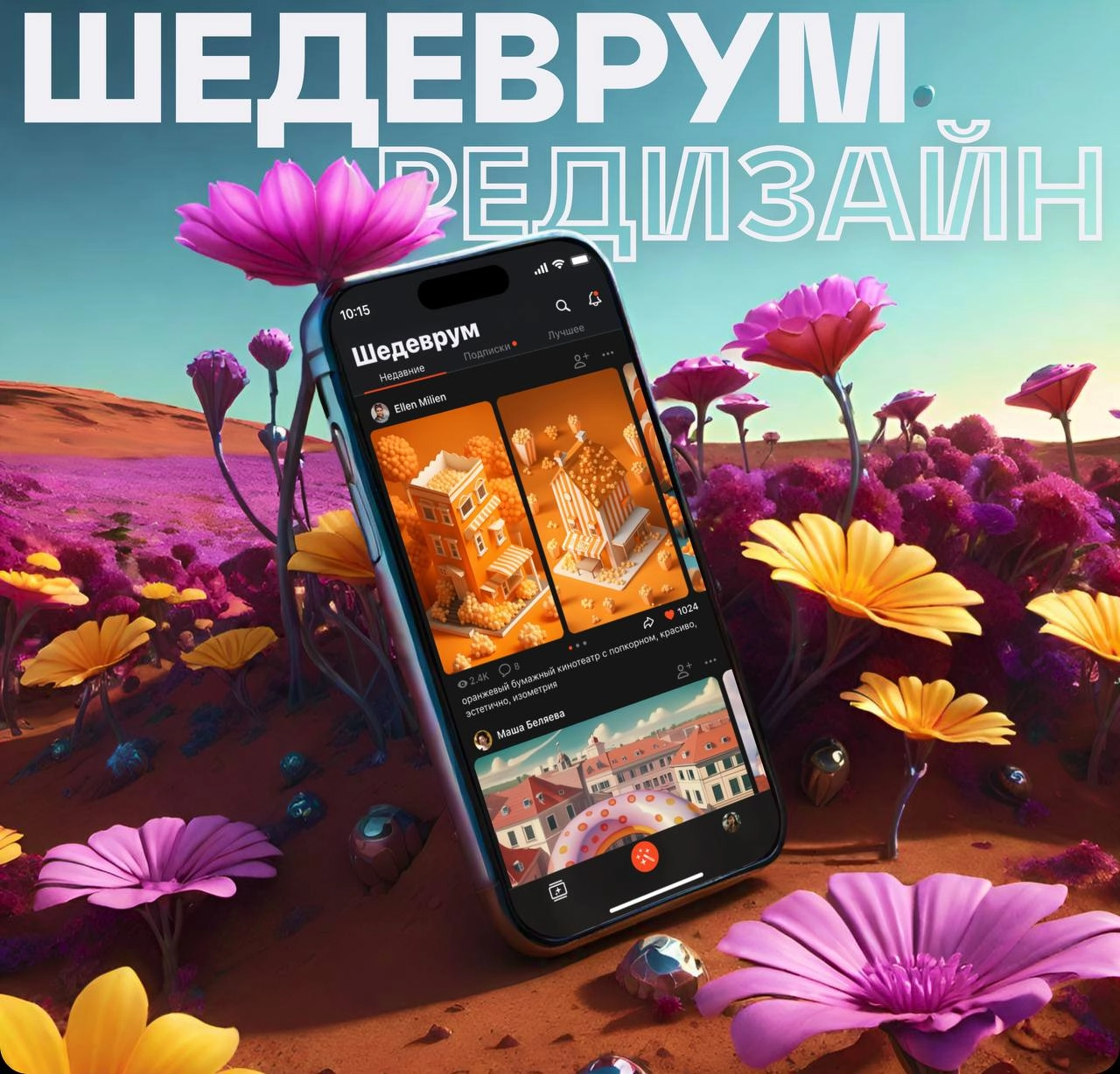 Шедеврум редизайн✨
Сделала демо-версию редизайна для любимого приложения 😜🧡 
Новые форматы, возможности генерации и персонализация профиля для нейрохудожников :)
А еще кликабельный прототип, который м... | Сетка — новая социальная сеть от hh.ru