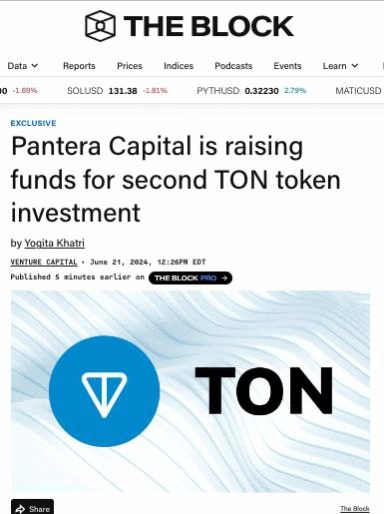 Pantera Capital заявили о привлечении капитала для второй инвестиции в TON | Сетка — новая социальная сеть от hh.ru
