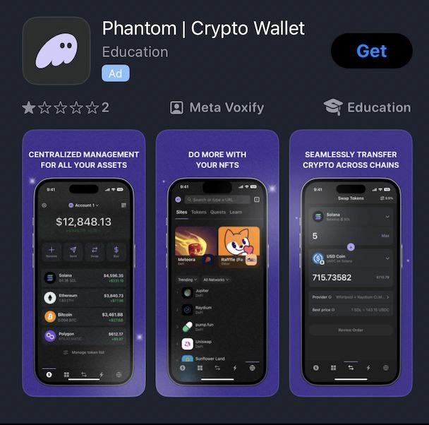 Поддельный кошелек Phantom, продвигаемый в iOS AppStore, крадет средства пользователей | Сетка — новая социальная сеть от hh.ru