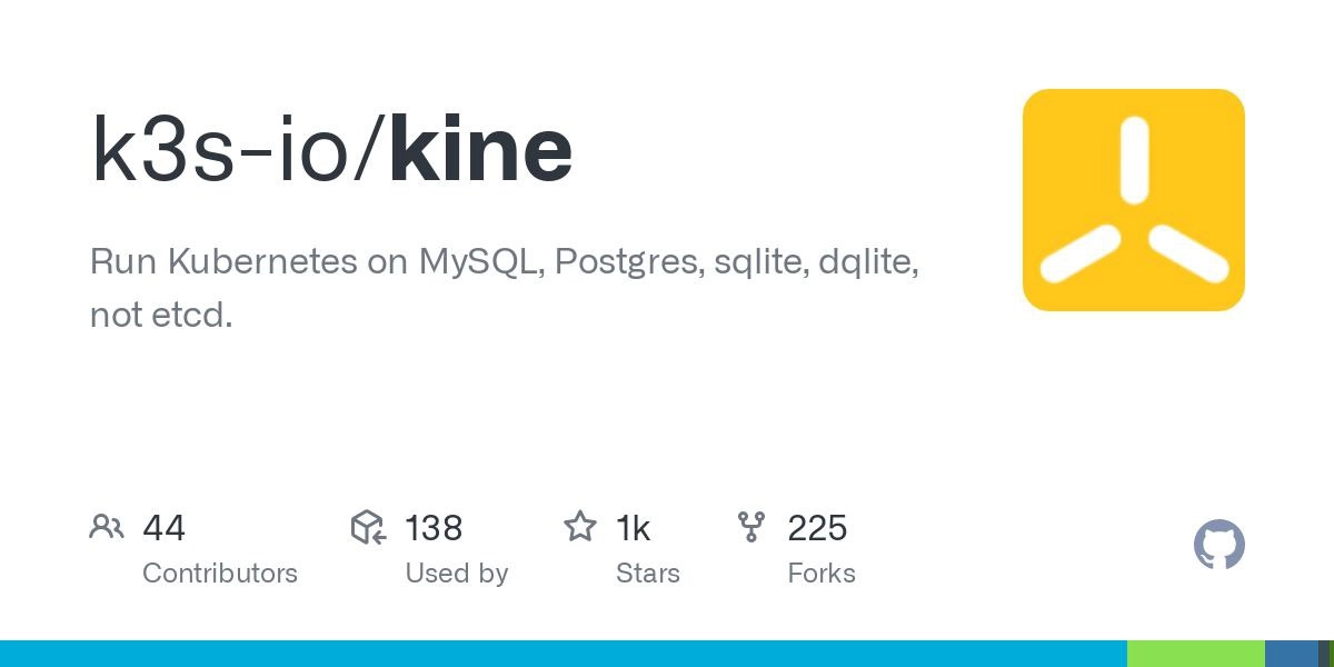 https://github.com/k3s-io/kine
Run Kubernetes on MySQL, Postgres, sqlite, dqlite, not etcd | Сетка — новая социальная сеть от hh.ru