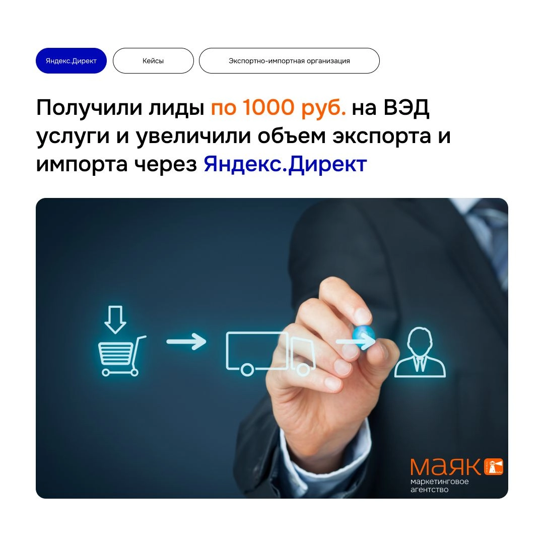 #кейсы 
Увеличение объема экспорта и импорта через Яндекс Директ: Как получать лиды по 1000 руб на ВЭД услуги.
🎯Цели:
– Увеличение объема лидов.
– Снижение стоимости привлечения клиента до 1000 рублей | Сетка — новая социальная сеть от hh.ru