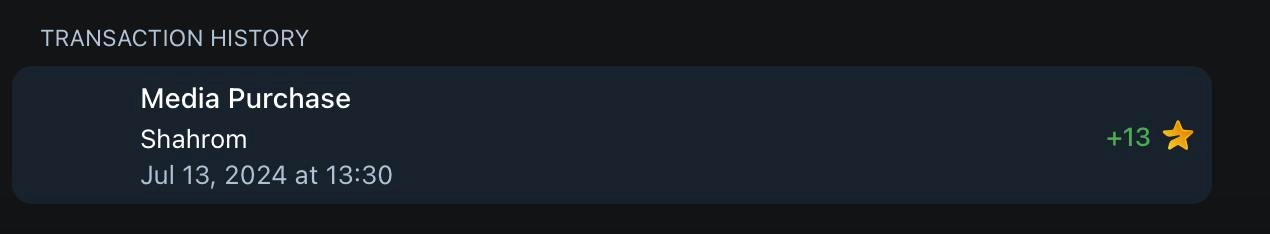 +13 ⭐️за просмотр 
Первая оплата за просмотр, которая равна ≈0,17$, прошла со стороны нашего подписчика Шахрома.
Вся история платежей и заработка доступна в настройках канала (Монетизация) | Сетка — новая социальная сеть от hh.ru