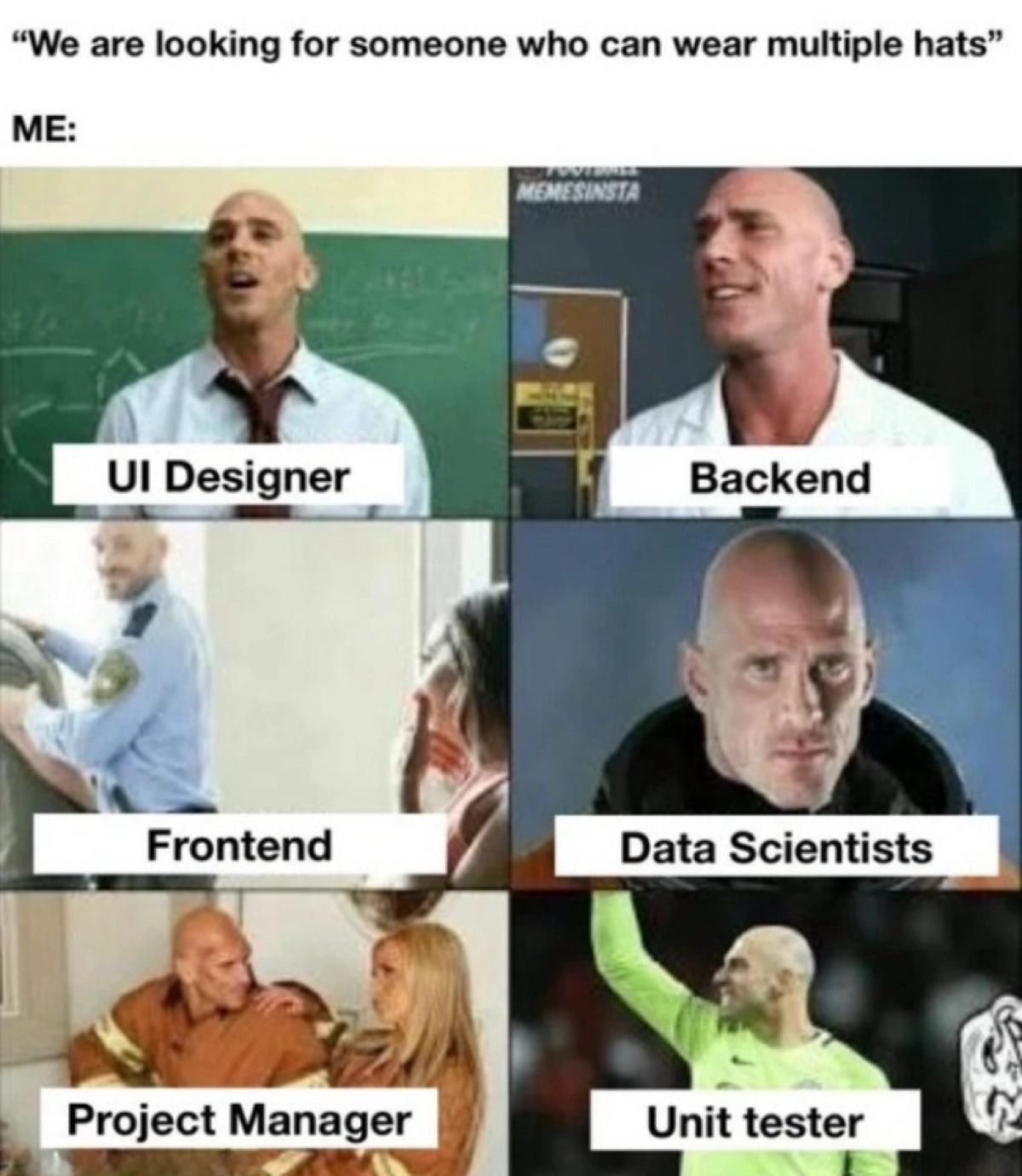 #мем #мемы #мемасики #программист #programming #backend #frontend #datascience #unittester #projectmanager #designer #uxui #HR | Сетка — новая социальная сеть от hh.ru