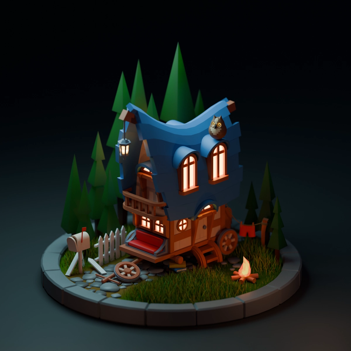 3D моделирование стилизованных объектов и персонажей. 
Больше работ на Behance - https://www.behance.net/annaiamanova | Сетка — новая социальная сеть от hh.ru