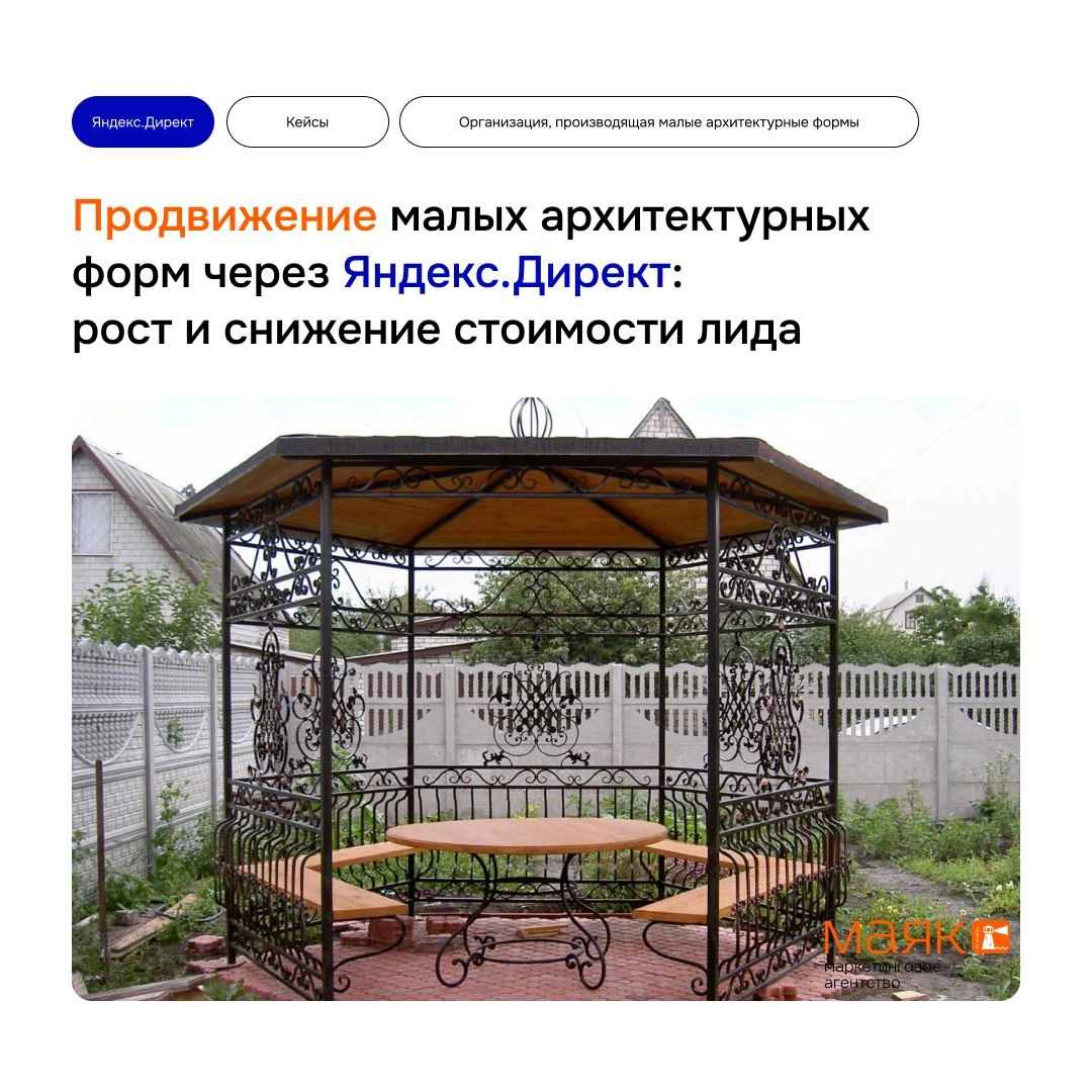 #кейсы 
🎯Цели:
– Увеличение продаж на 50% за 3 месяца.
– Снижение стоимости привлечения лида до 2000 рублей.
– Повышение трафика на сайт..
👉 Объект рекламы:
– Малые архитектурные формы | Сетка — новая социальная сеть от hh.ru