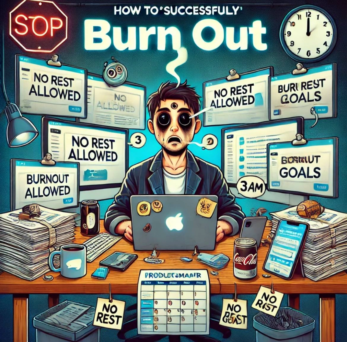 ❤️‍🔥Как "успешно" выгореть на работе: руководство для Product-менеджеров 🔥
1 Работайте 24/7: Забудьте про отдых и сон, ведь настоящие герои не спят | Сетка — новая социальная сеть от hh.ru