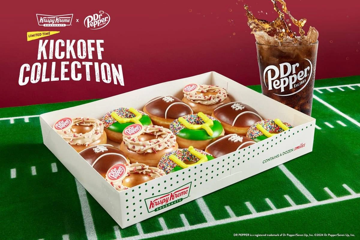 О май гад, Krispy Kreme выпустили набор пончиков со вкусом газировки Dr Pepper — это лимитка к футбольному сезону. 
Даже не хочется представлять этот вкус.
🍕зумеры любят пиццу? | Сетка — новая социальная сеть от hh.ru