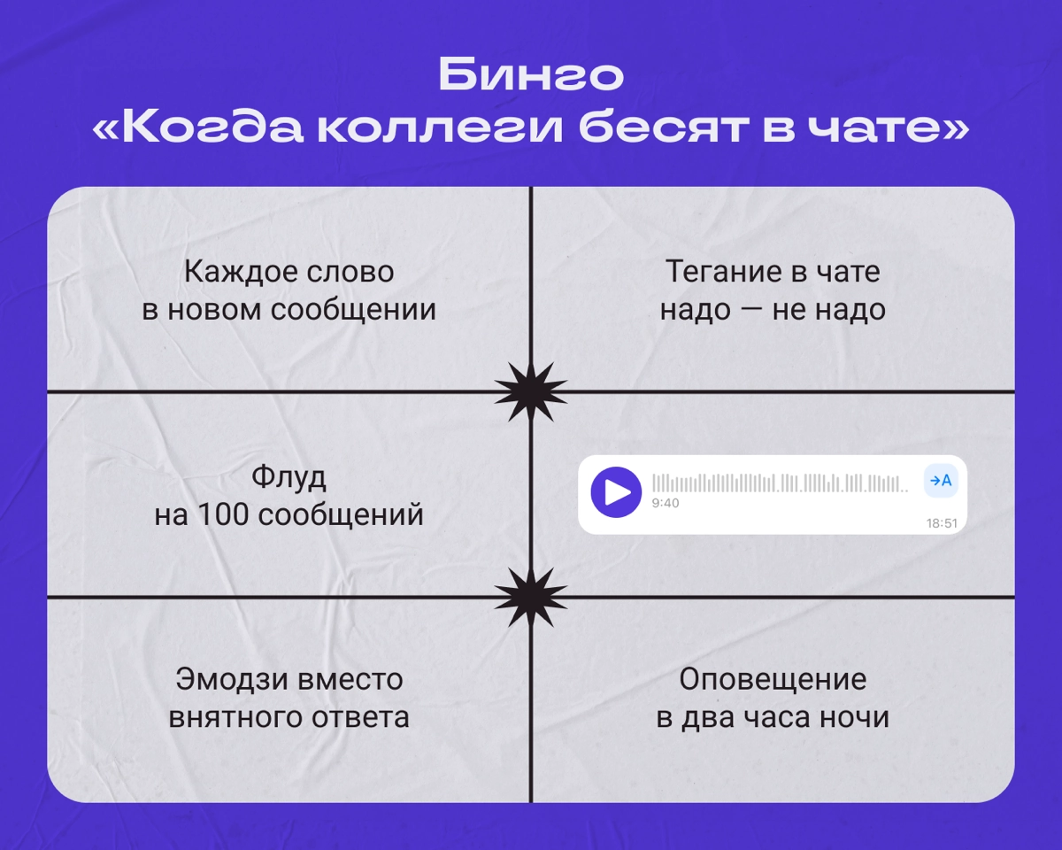 Бинго бесячих сообщений в мессенджерах | Сетка — новая социальная сеть от hh.ru
