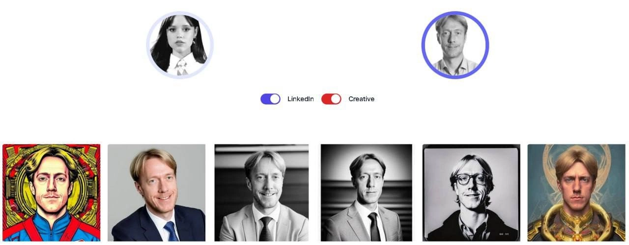 #нейросетидлядизайна
EveryMe AI — нейросеть для создания безупречных снимков головы.
Загрузите несколько фотографий, выберите желаемый стиль и получите великолепные снимки всего за несколько часов | Сетка — новая социальная сеть от hh.ru