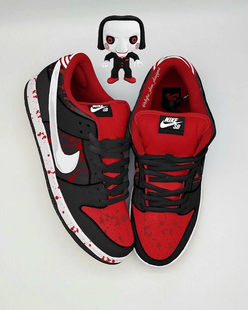 Какой классный кастомный дизайн Nike SB Dunks. Дизайнер Dop Done сделал кастомную подборку к Хэллоуину. Он вдохновлялся Чаки, Фредди Крюгером, Криком, Пилой и другими персонажами фильмов ужасов | Сетка — новая социальная сеть от hh.ru