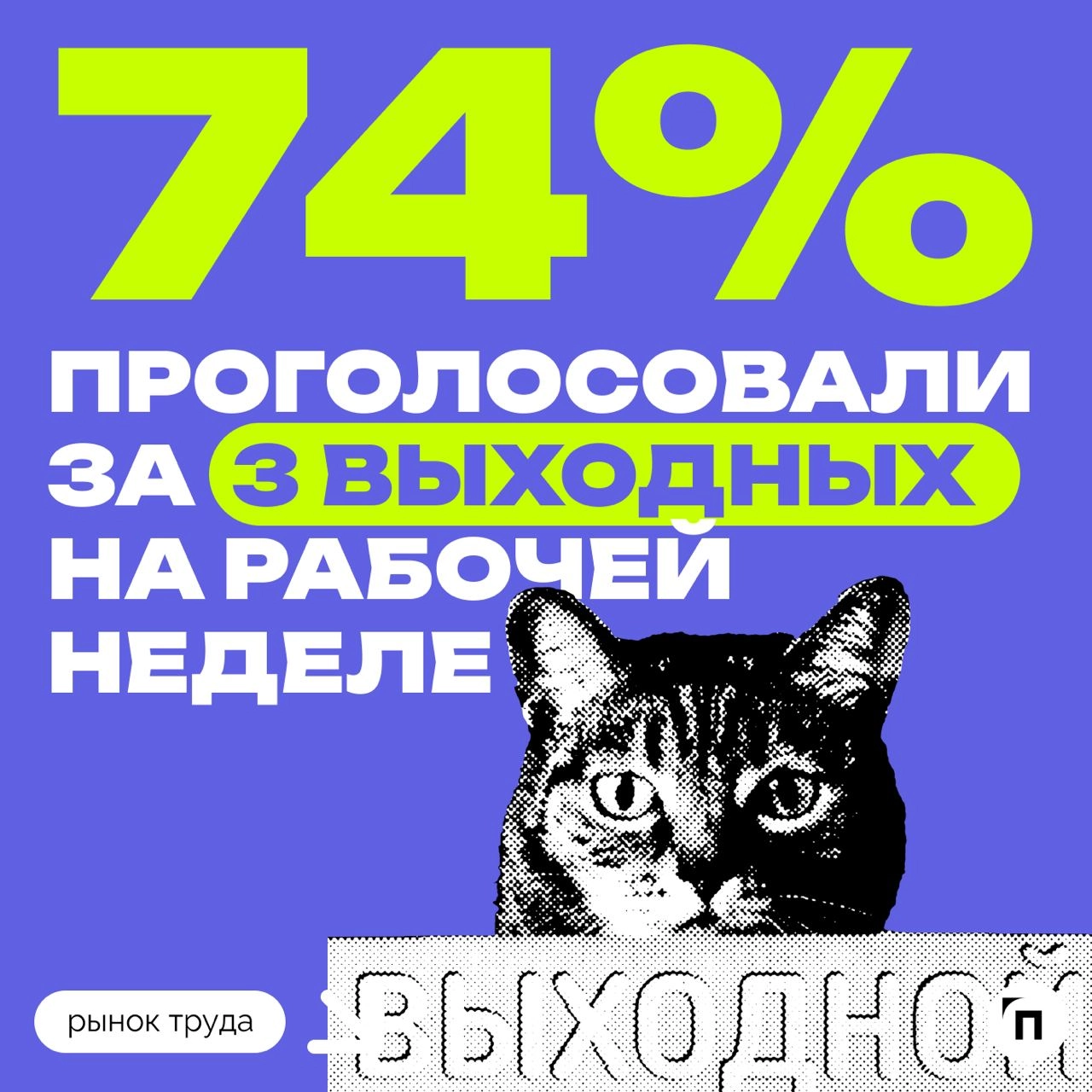 🧷Хватает ли людям выходных
Сервисы Работа.ру и «Подработка» выяснили, удовлетворены ли россияне количеством выходных. В исследовании приняли участие более 3 500 респондентов из всех регионов России | Сетка — новая социальная сеть от hh.ru