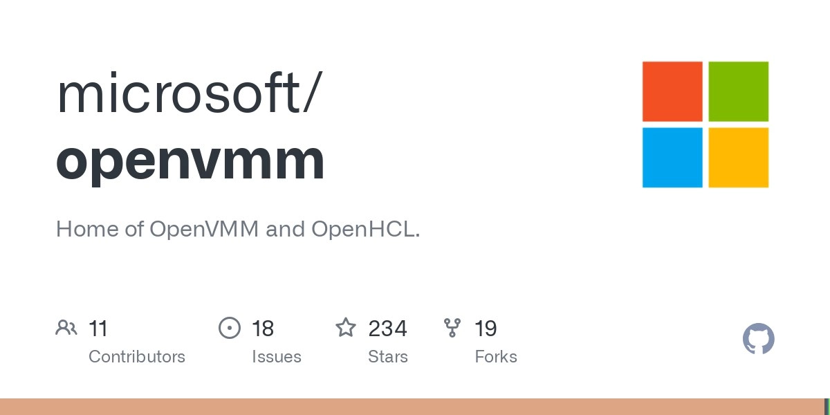 OpenVMM is a modular, cross-platform, general-purpose Virtual Machine Monitor (VMM), written in Rust
https://github.com/microsoft/openvmm
https://openvmm.dev/ | Сетка — новая социальная сеть от hh.ru