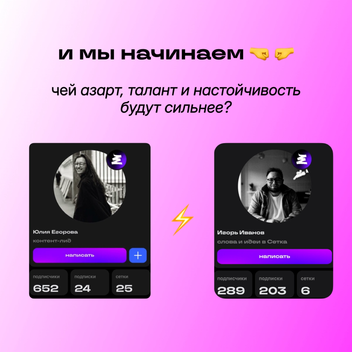 короче говоря, я и мой тимлид заключили пари на рост подписчиков в Сетке | Сетка — новая социальная сеть от hh.ru