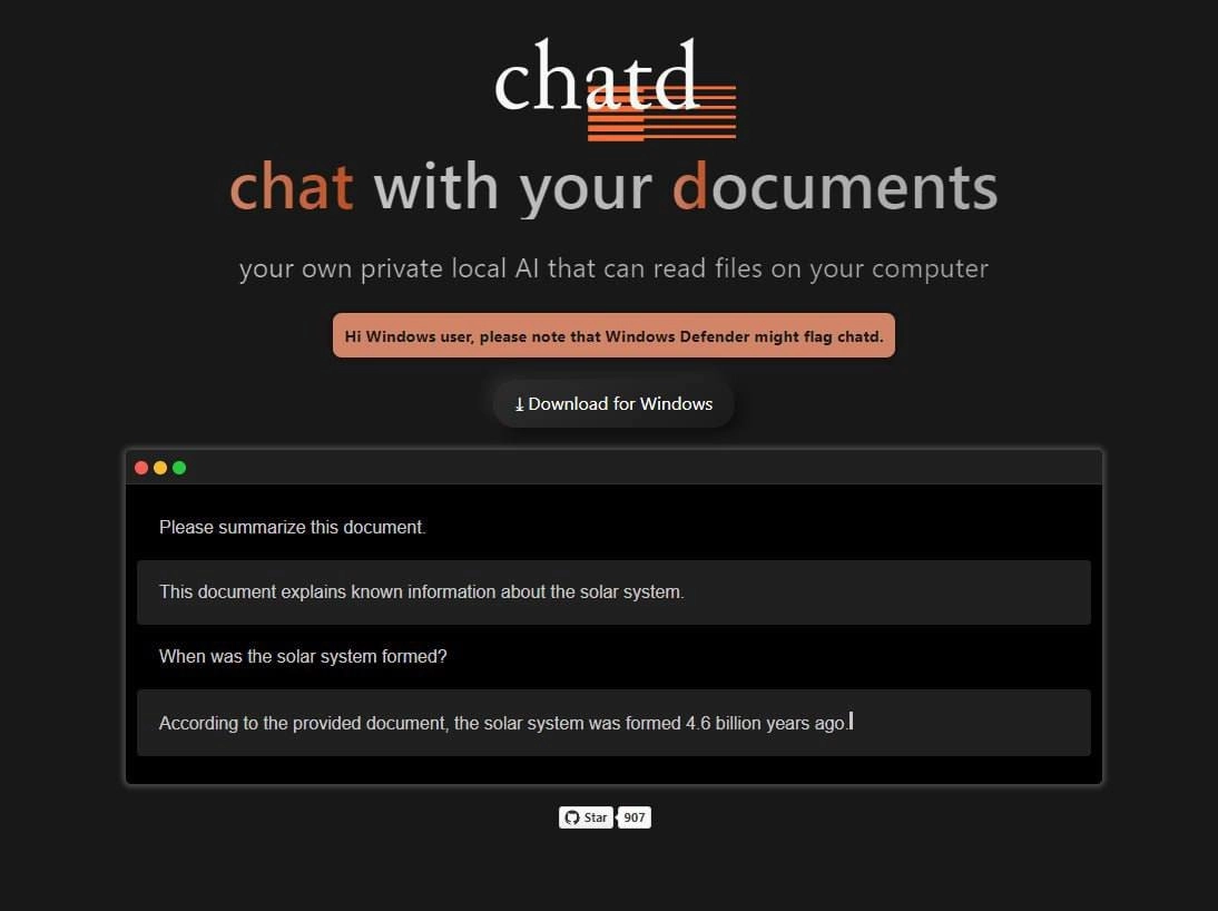 #инструменты
🧑‍💻Chatd — общайтесь с вашими документами с помощью локального ИИ.
Эта программа облегчает работу с документами | Сетка — новая социальная сеть от hh.ru