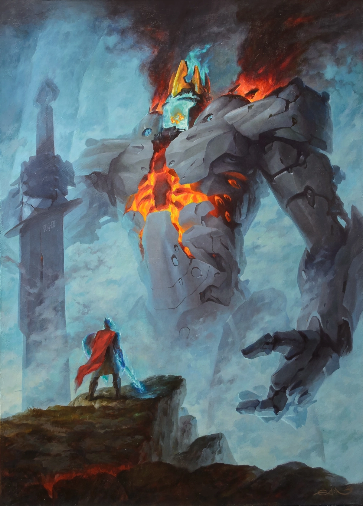 Картина "Кощей '24"  
Сегодня "Научное фэнтези" (Sci-Fantasy). Мой вариант Кощея с огнём в чреслах и с крио-морозом в шлеме для черепушки.  
Холст, масло.
Размер 50х70 см | Сетка — новая социальная сеть от hh.ru