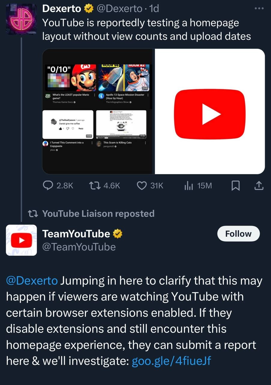 Никаких тестов скрытия просмотров и возраста видео на главной YouTube нет — похоже, что кто-то просто побаловался с расширением для Chrome и на прошлой неделе вбросил на Reddit единственный скриншот (... | Сетка — новая социальная сеть от hh.ru