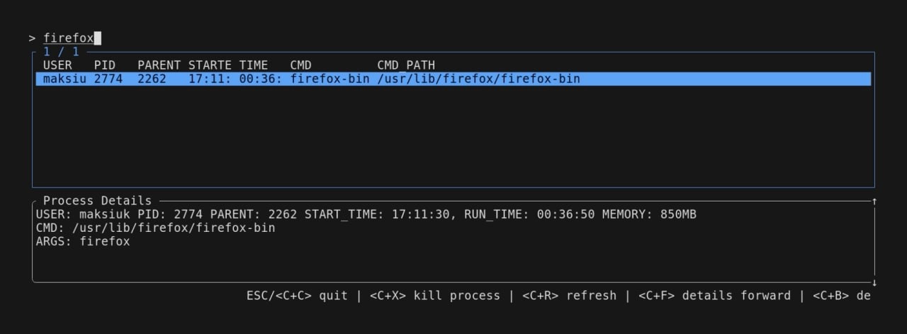 Process Interactive Kill is a command line tool that helps to find and kill process. It works like pkill command but search is interactive.
https://github.com/jacek-kurlit/pik | Сетка — новая социальная сеть от hh.ru