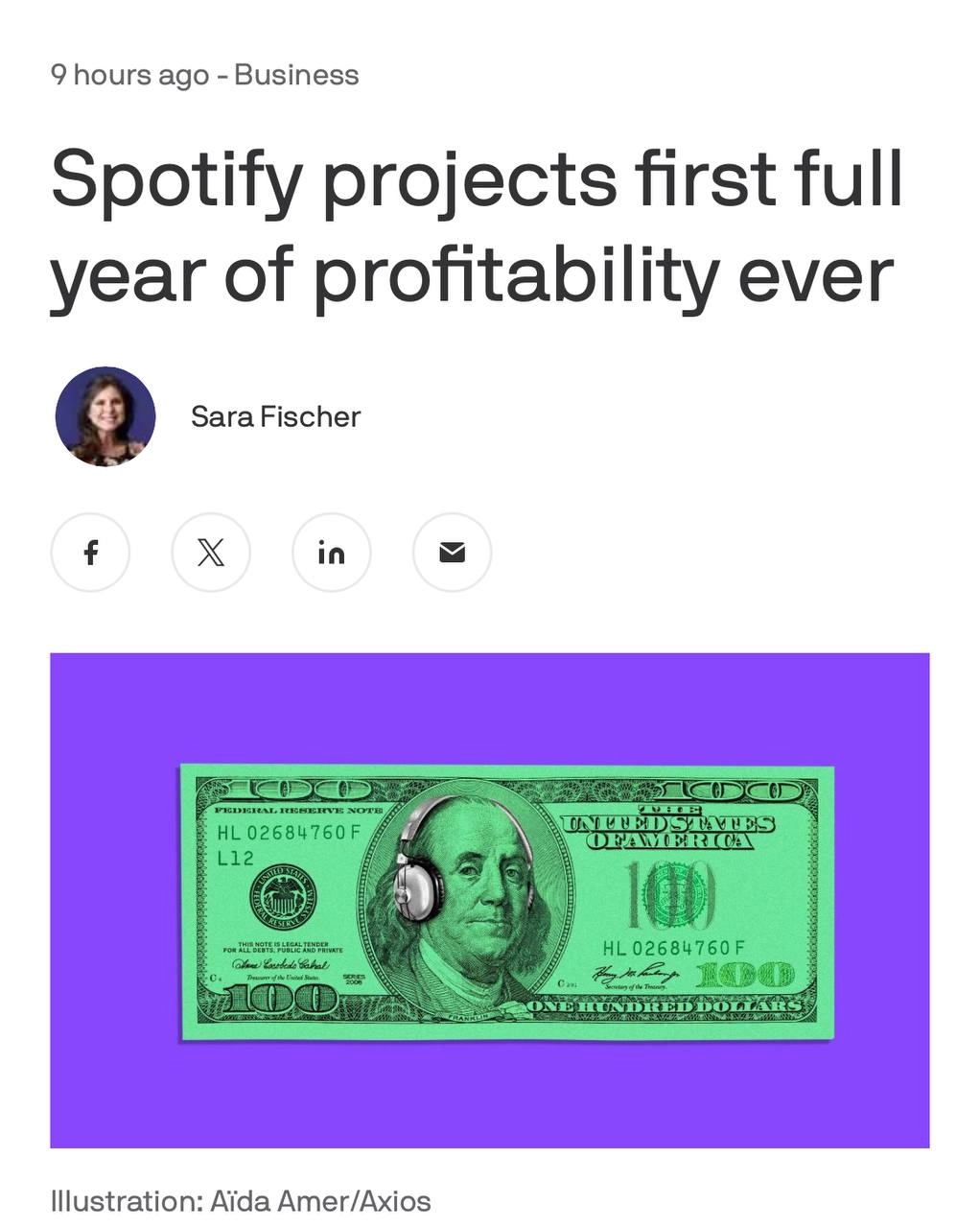 Спустя 18 лет с основания Spotify перестал быть убыточным. За последний год число активных пользователей выросло на 11%, а платных пользователей — на 12% | Сетка — новая социальная сеть от hh.ru