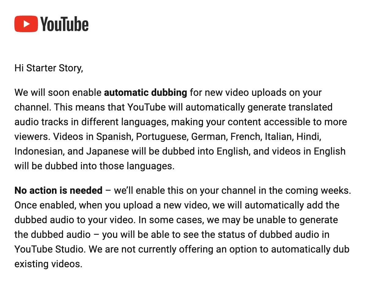 YouTube начал потихоньку выкатывать AI-даббинг для крупных авторов — пока только для новых видео | Сетка — новая социальная сеть от hh.ru