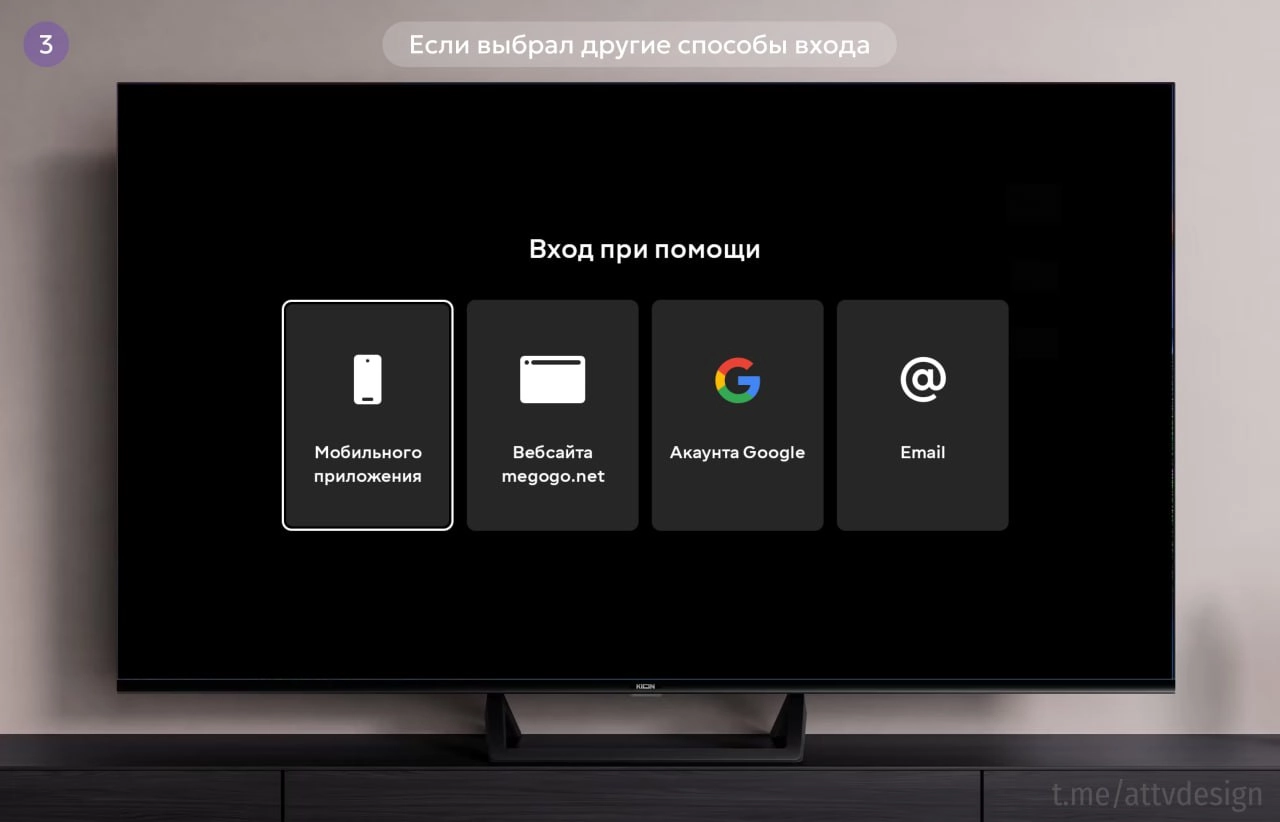 😀 Megogo
Как выглядят окна авторизации на Android TV. Проект старый, поэтому там исторически есть и авторизация по email и когда-то прикрученная авторизация через Google | Сетка — новая социальная сеть от hh.ru