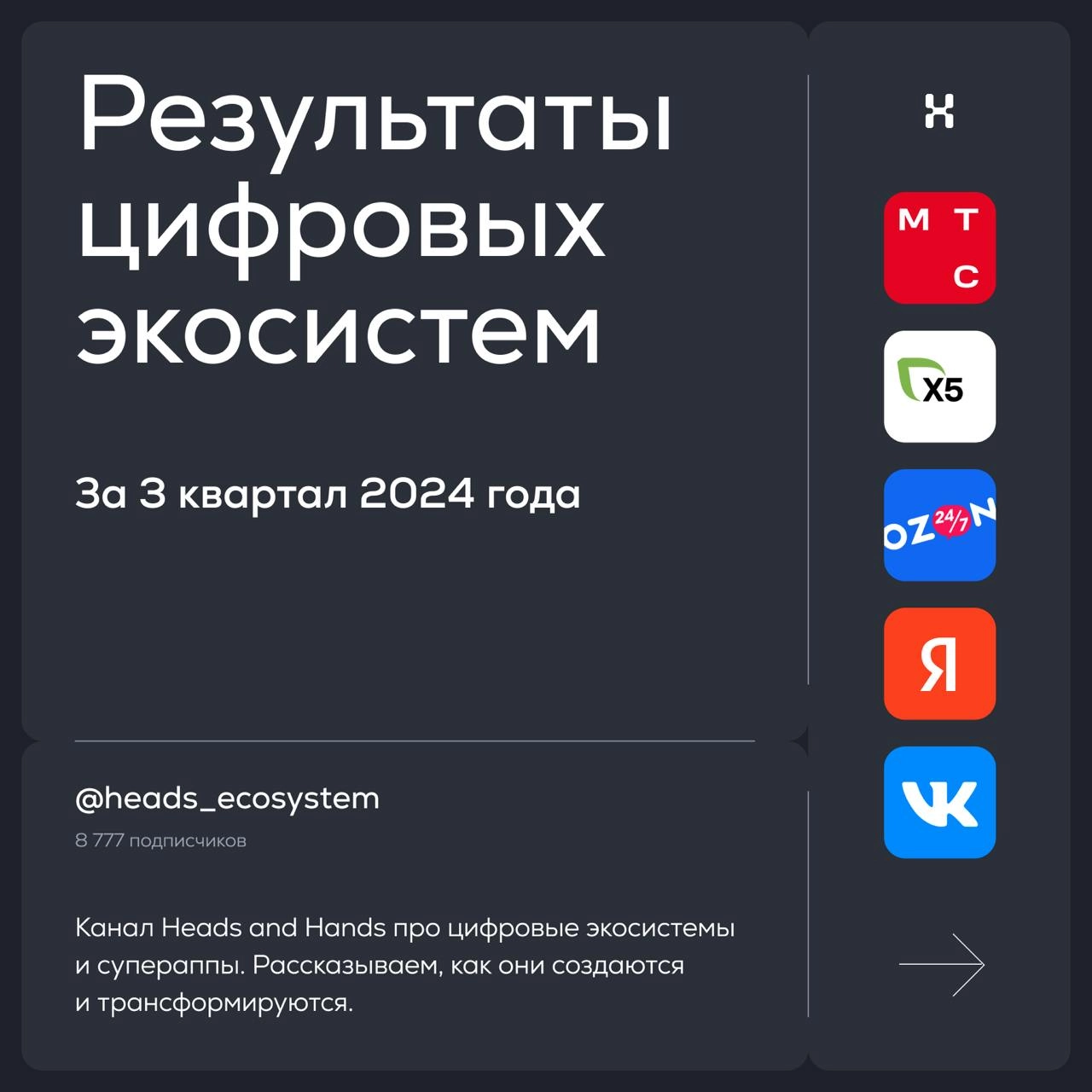 Результаты цифровых экосистем за 3 квартал 2024 года
Изучили все отчеты и собрали главные выводы в #экосистемныекарточки | Сетка — новая социальная сеть от hh.ru