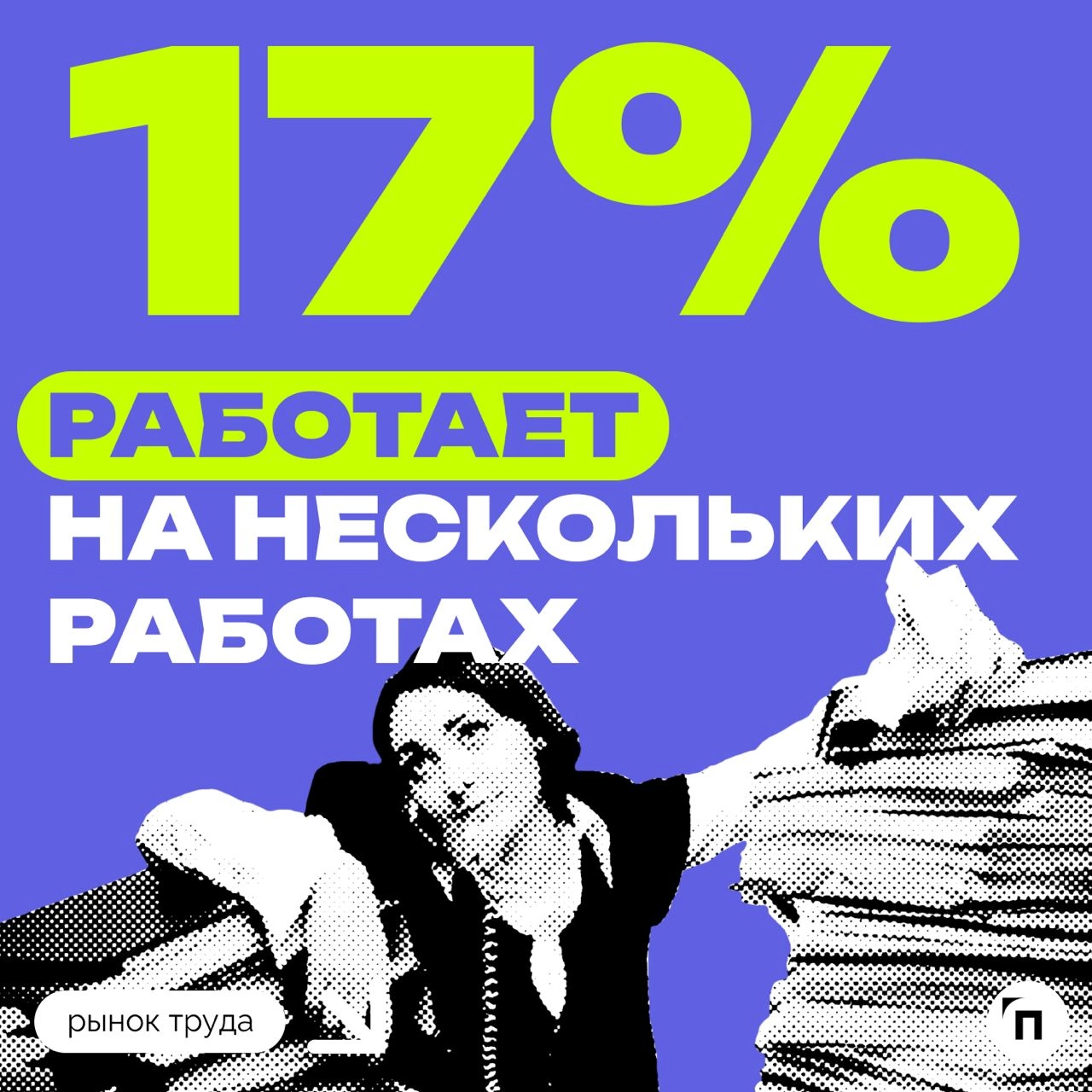 Каждый пятый россиянин работает на нескольких работах
Почти каждый пятый опрошенный россиянин — 17% — работает на нескольких работах. 50% делали так раньше, а 33% — никогда | Сетка — новая социальная сеть от hh.ru