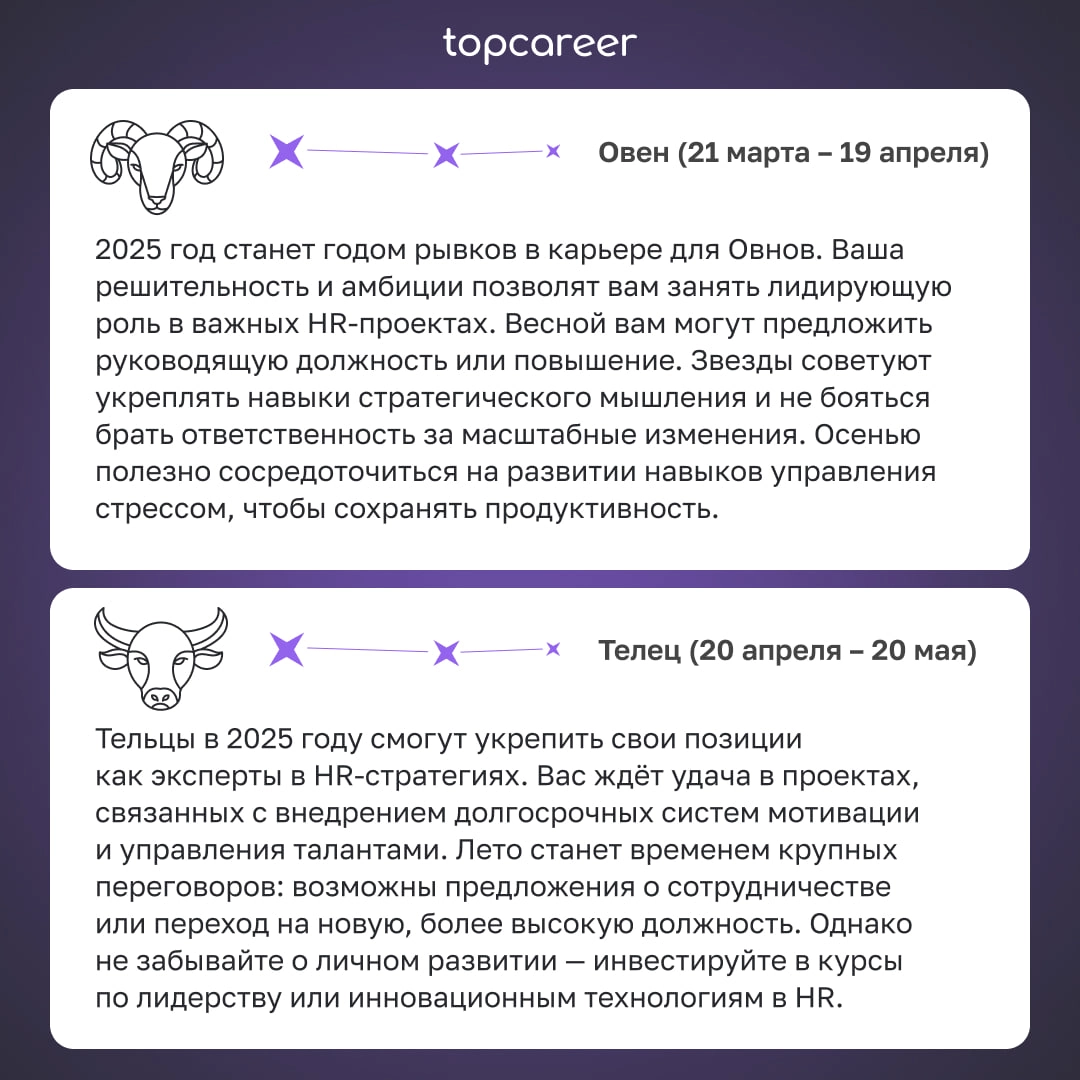 🎁🎁🎁🎁🎁🎁🎁 Гороскоп для HR 2025 
Мы специально для вас заглянули в будущее и узнали, что вас ждет в 2025. Звезды сулят карьерный прорыв, новые связи и даже международную карьеру | Сетка — новая социальная сеть от hh.ru