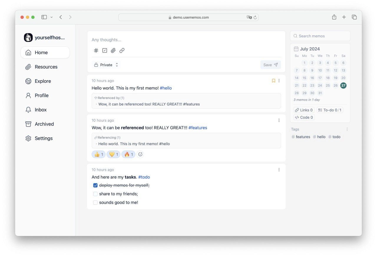 An open-source, lightweight note-taking solution. The pain-less way to create your meaningful notes. Your Notes, Your Way
https://github.com/usememos/memos | Сетка — новая социальная сеть от hh.ru