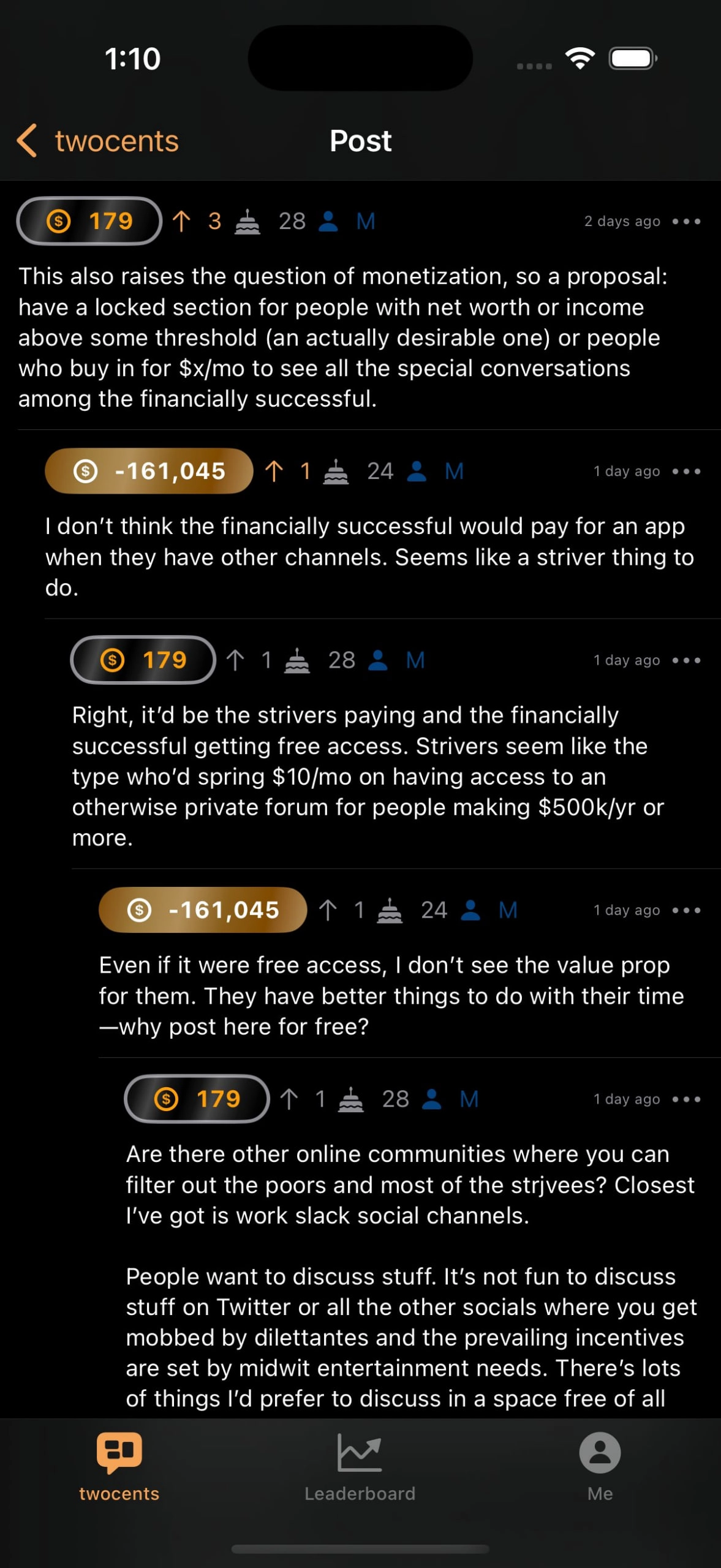 Недавно появилась соцсеть twocents ("пять копеек" по-нашему), в которой вместо имени пользователя и числа фолловеров отображается ваш общий баланс $ (подтягивается с помощью платформы Plaid) | Сетка — новая социальная сеть от hh.ru