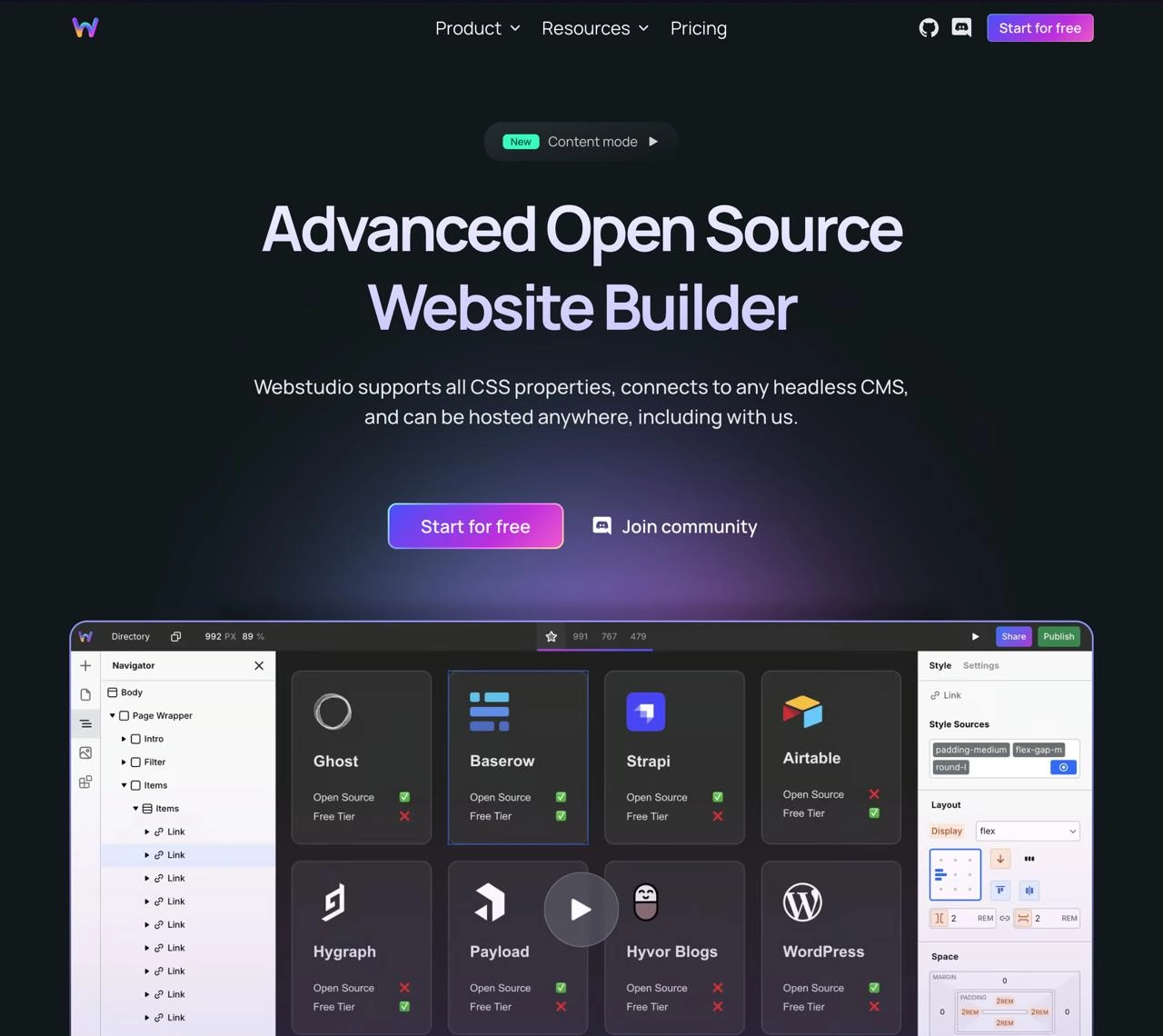 Появился достойный коyкурент Webflow? 👀
Webstudio — это инструмент для создания веб-сайтов с открытым исходным кодом, который поддерживает все свойства CSS, подключается к любой headless CMS и может б... | Сетка — новая социальная сеть от hh.ru