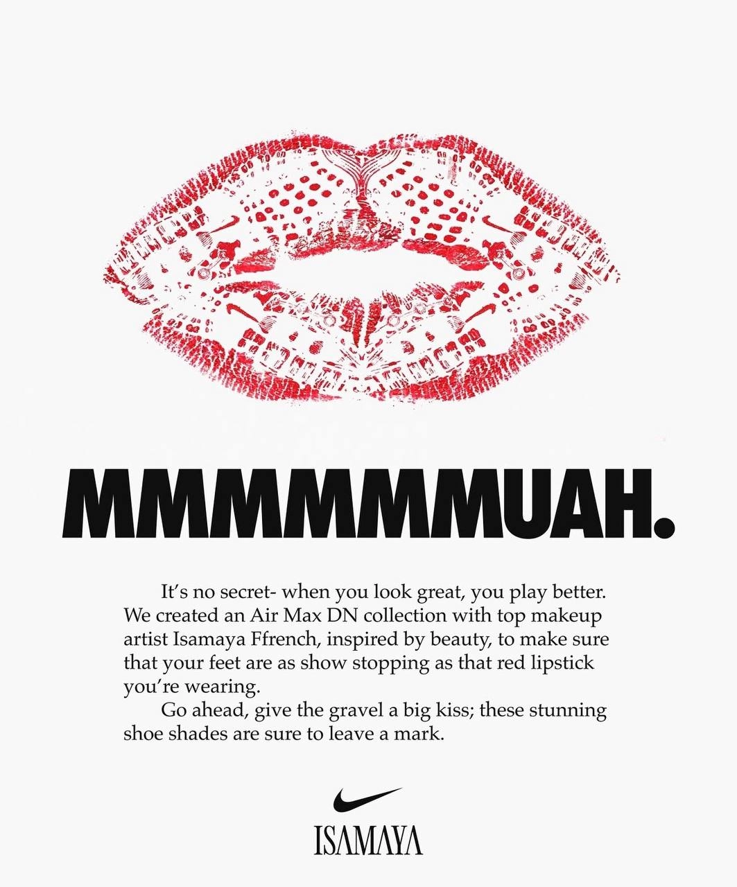 Красная дорожка. Nike представили такую в беге, изящно изобразив линии разметки губной помадой | Сетка — новая социальная сеть от hh.ru
