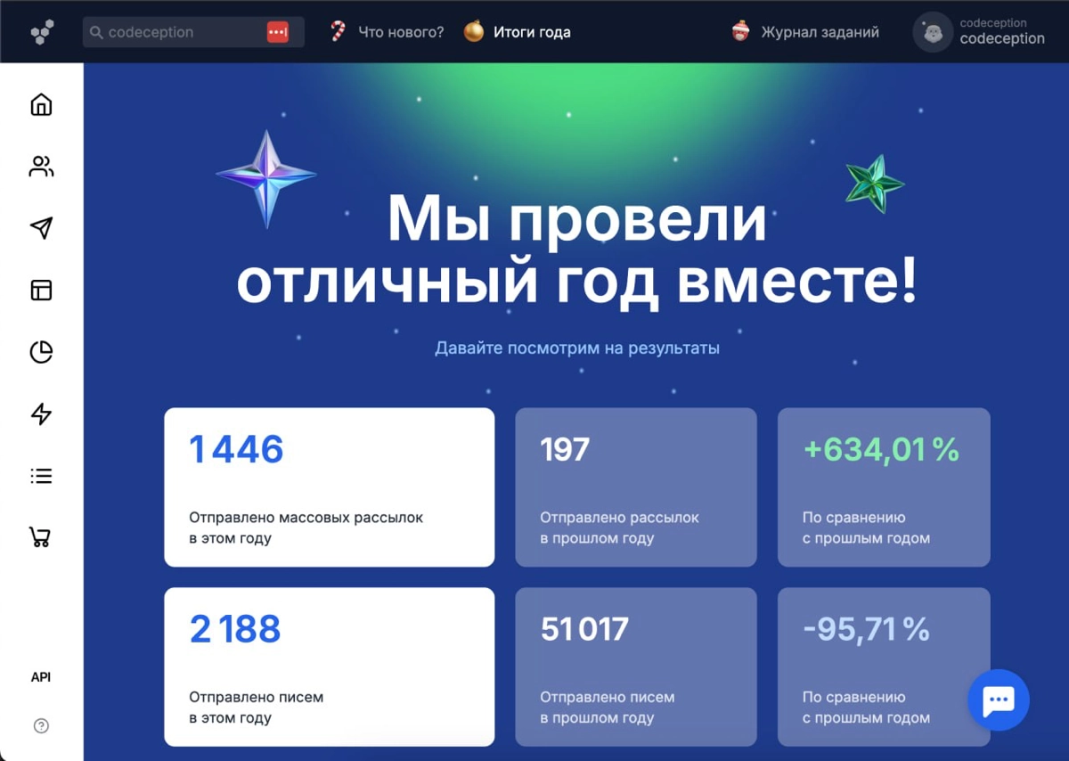 Самая запоминающаяся фича, которую мы сделали в Sendsay в прошлом году – это итоги года для клиентов | Сетка — новая социальная сеть от hh.ru