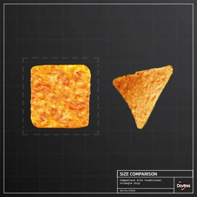 Doritos создал интригу, выставив новую форму своих чипсов. Их фирменная форма, конечно, треугольная, но кажется, они готовы попробовать что-то более квадратное | Сетка — новая социальная сеть от hh.ru