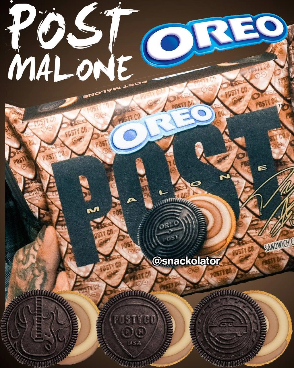 Ооо, Oreo заколлабился с Post Malone, и выкатил спешл. Это двусторонне печенье — с одной стороны традиционное шоколадное печенье, с другой — золотое, а посередине начинка из соленой карамели 🤤 | Сетка — новая социальная сеть от hh.ru