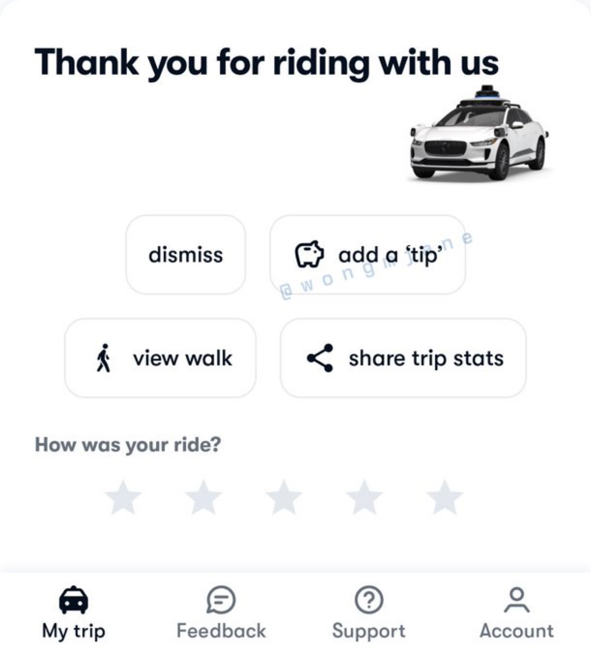У гугловского беспилотного такси Waymo тем временем появилась кнопка чаевых. Очень надеюсь, что по умолчанию там процентов 30-40 стоит | Сетка — новая социальная сеть от hh.ru