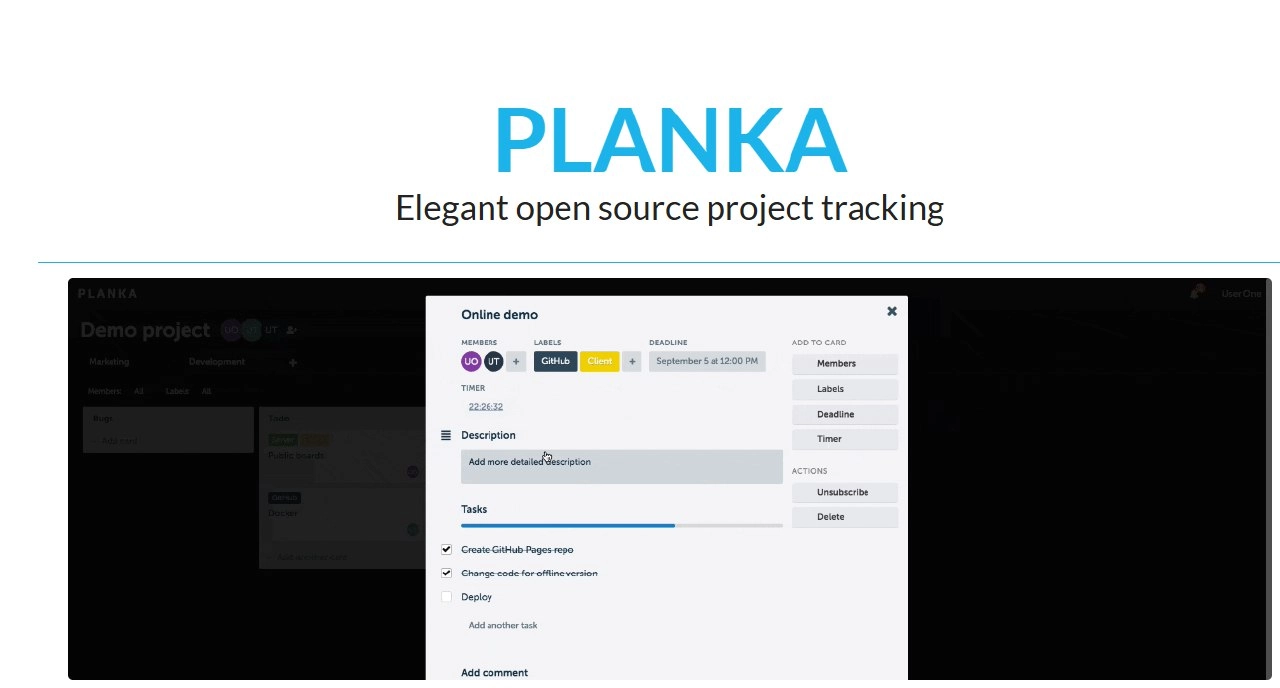 PLANKA 
Elegant open source project tracking
https://planka.app/
Live Demo
https://plankanban.github.io/planka | Сетка — новая социальная сеть от hh.ru