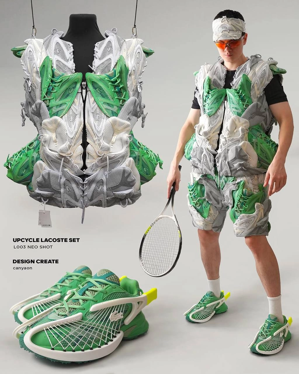 Такого мы еще не видели. Чудаковатый дизайнер сшил мерч из кроссовок Lacoste. Заценил даже сам бренд.
Апсайкл – это возможность создать не только крутой продукт, но и инфоповод. 
celeba-sport | Сетка — новая социальная сеть от hh.ru