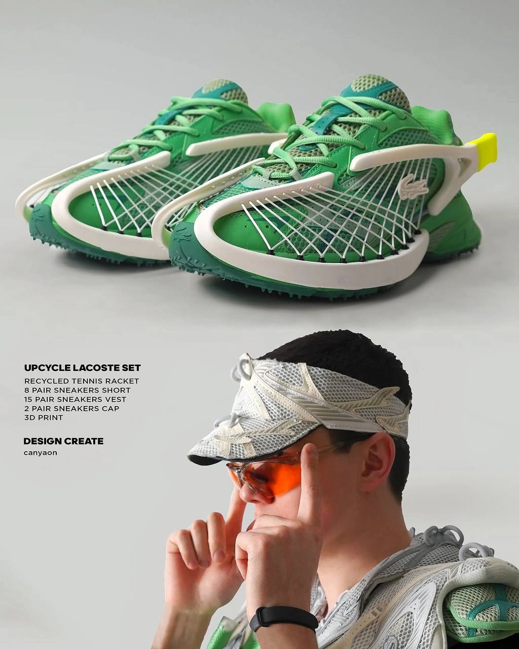 Такого мы еще не видели. Чудаковатый дизайнер сшил мерч из кроссовок Lacoste. Заценил даже сам бренд.
Апсайкл – это возможность создать не только крутой продукт, но и инфоповод. 
celeba-sport | Сетка — новая социальная сеть от hh.ru