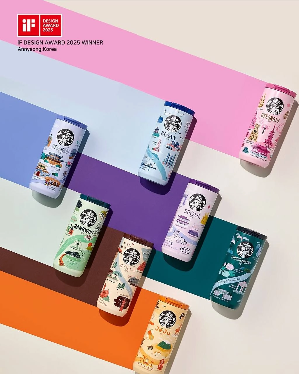 Прикол, у Starbucks вышла серия мерча по 8 южнокорейским городам. На каждой открытке, кружке и стакане изображены отличительные особенности и достопримечательности этих городов | Сетка — новая социальная сеть от hh.ru