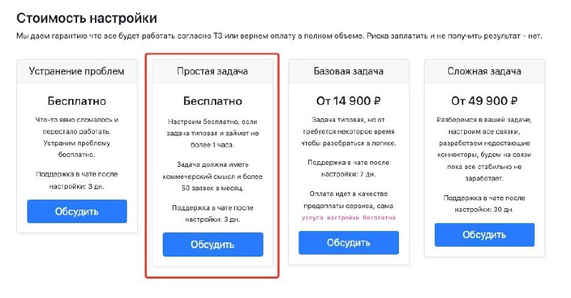 Сделали новый тариф для настройки под ключ
Если ваша задача не более чем на 1 час, типовая и имеет коммерческую ценность - настроим бесплатно | Сетка — новая социальная сеть от hh.ru