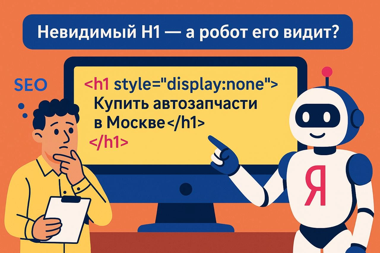 Невидимый H1 — а робот его видит?
Ты проводишь аудит сайта клиента. Визуально заголовка H1 на главной странице нет | Сетка — новая социальная сеть от hh.ru
