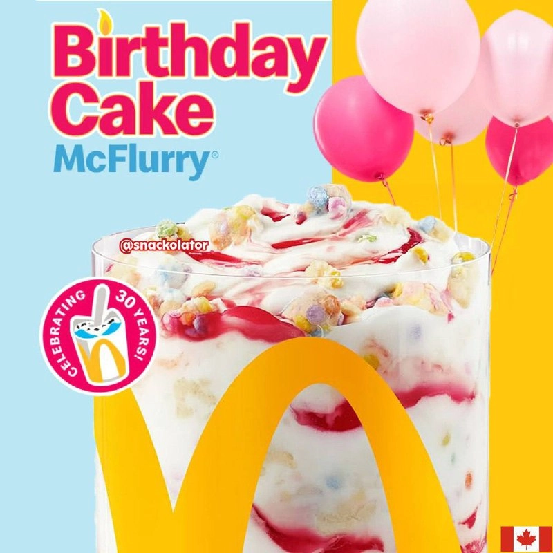 Ооо, в канадском McDonald’s появился McFlurry со вкусом ТОРТА НА ДЕНЬ РОЖДЕНИЯ. Это новинка, приуроченная к празднованию 30-летия со дня открытия фастфудов в стране | Сетка — новая социальная сеть от hh.ru