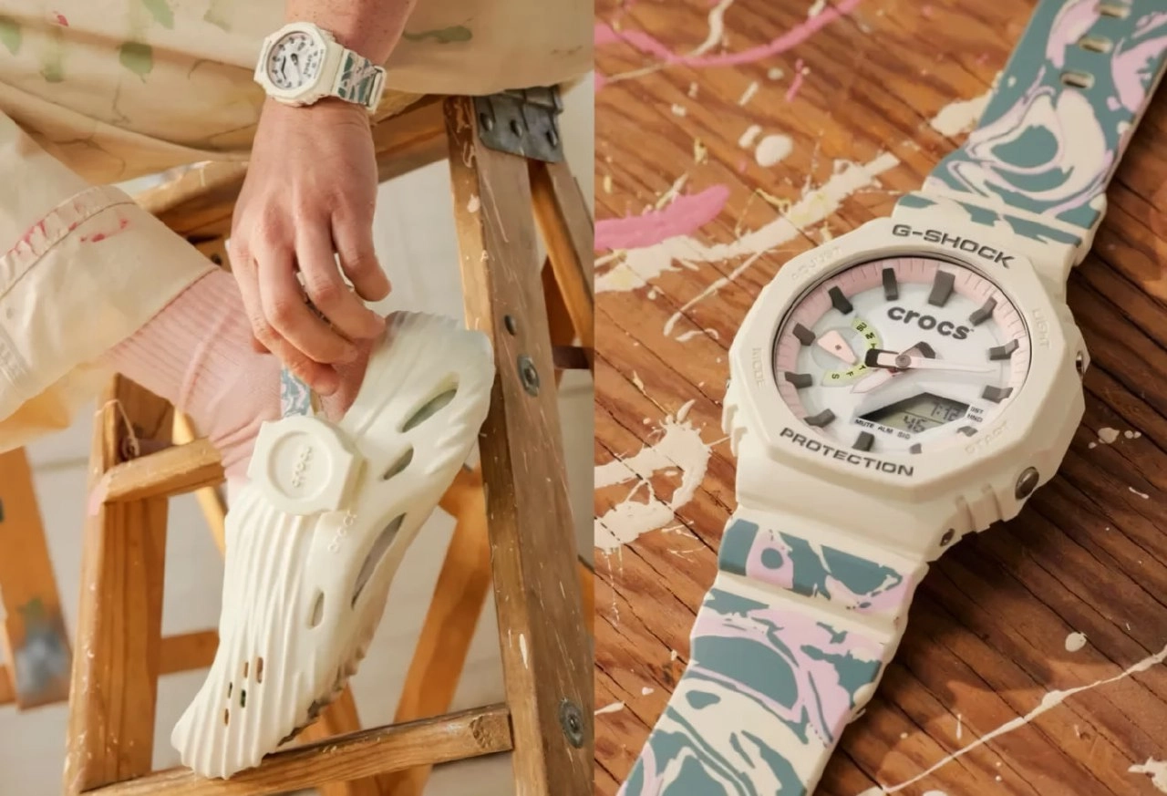 Crocs и Casio сделали дикий коллаб — сабо со встроенными G-SHOCK. 
Да, прямо в обувь вмонтированы часы GA-2100, которые при желании можно вытащить и носить как обычные на руке | Сетка — новая социальная сеть от hh.ru