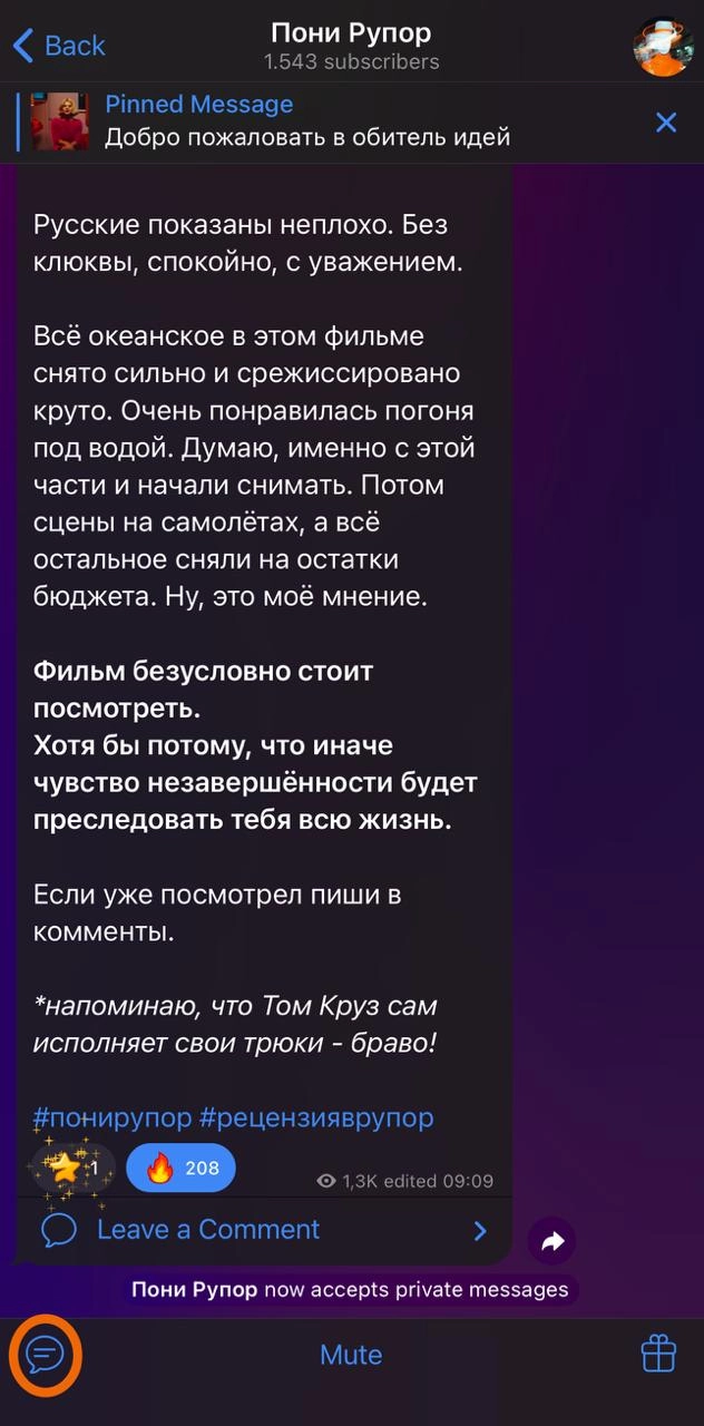 Ты можешь писать Пони
Классная фишка обновления телеги возможность писать сообщения каналу. То есть Дуров, по сути, вернул стену | Сетка — новая социальная сеть от hh.ru