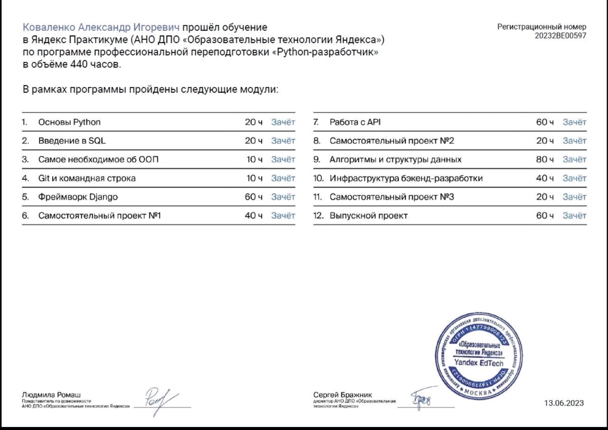 Отзыв о курсе Python разработчик от ЯП | Сетка — новая социальная сеть от hh.ru